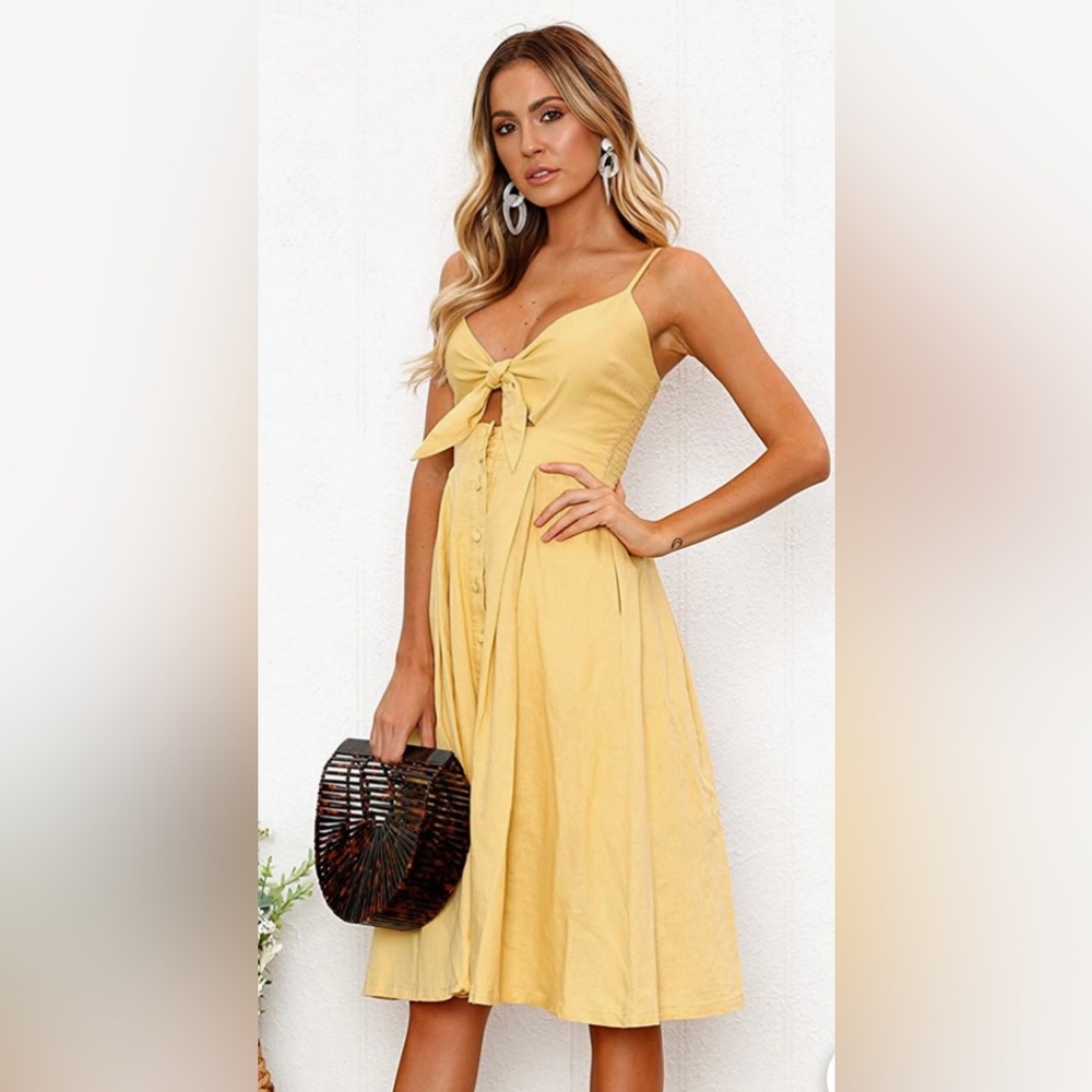 Echowish NWT Women Yellow Midi Dress